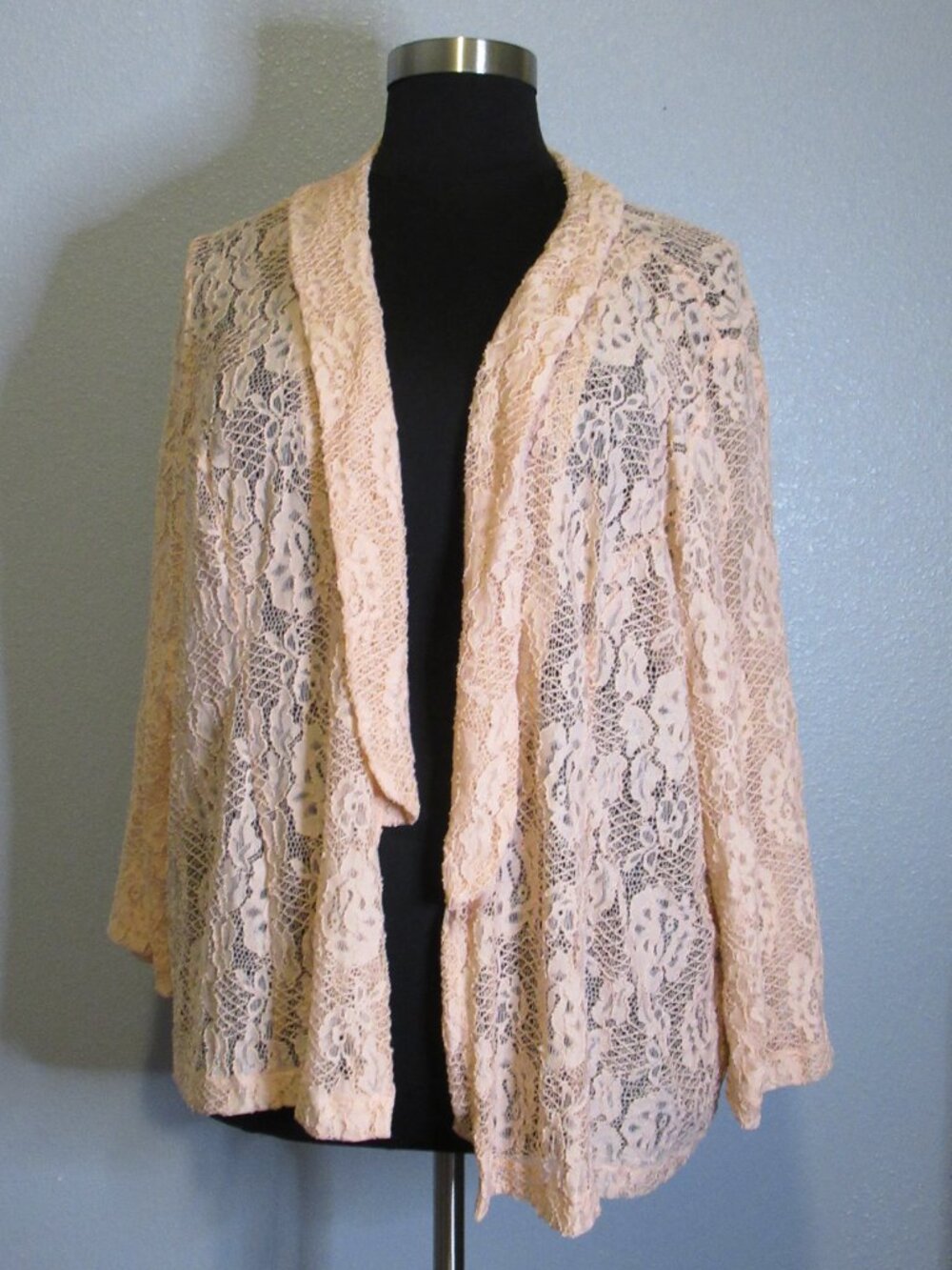 Blush Pink Lace Blazer – Floral Lace Open Front Jacket